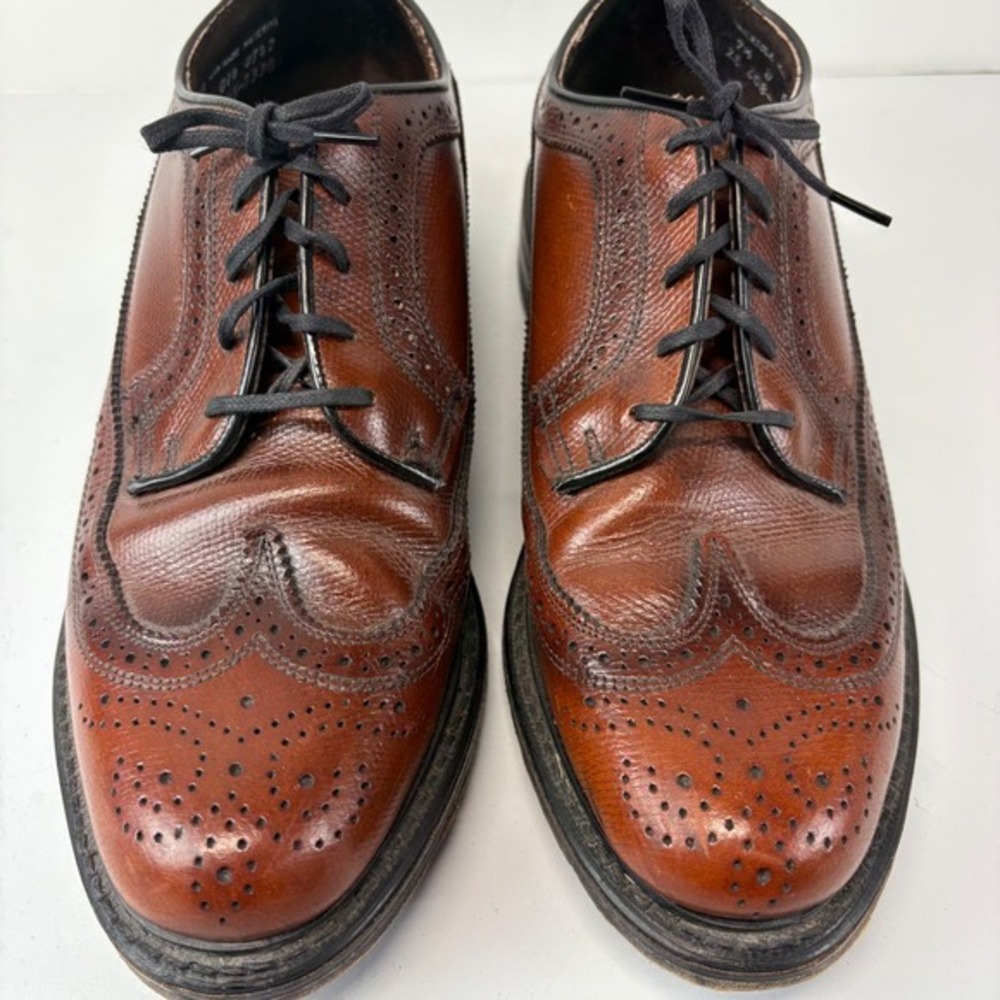 Stafford Men's Size 9.5D Brown Leather Wingtip Brogue Oxford Dress Shoes USA - Picture 2 of 8
